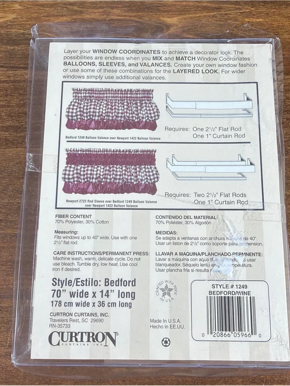 New Window Coordinates Bedford Balloon Valance in Burgundy Check